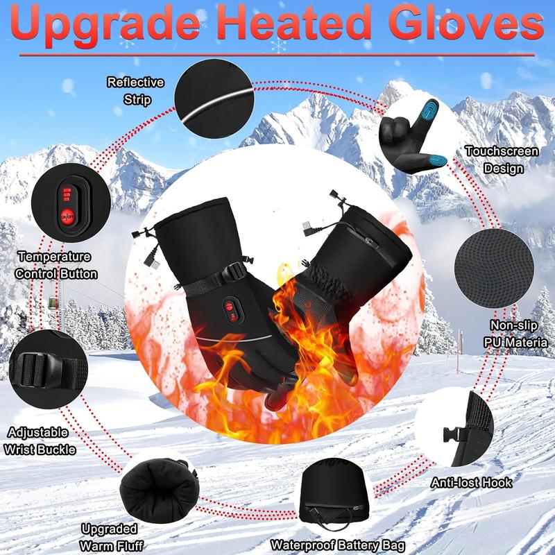 Heated Gloves for Men Women,Electric Heated Touchscreen Warm Gloves for Arthritis,Battery Powered Waterproof Windproof Ski Camping Gloves for Winter Outdoor Camping Cycling Skiing Hiking Working