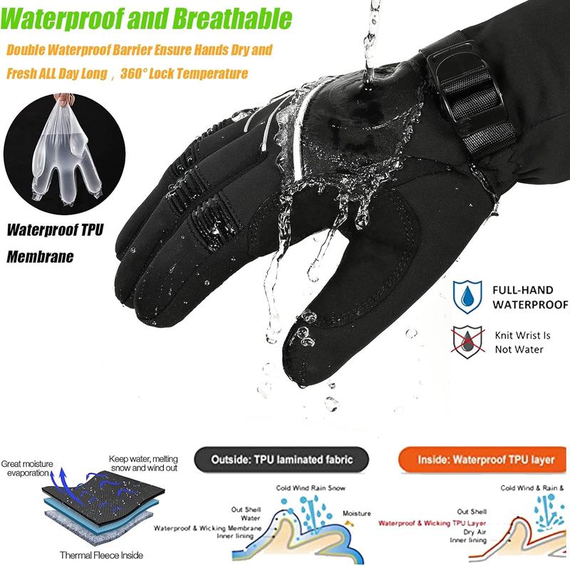 Waterproof & Windproof -30F Winter Gloves for Men Women, 3M Thinsulate Thermal Gloves Touch Screen Warm Gloves for Skiing,Cycling,Motorcycle,Running