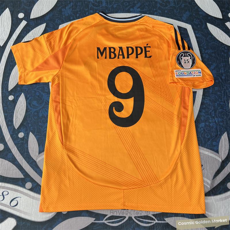 2425  Away Orange No. 9 Mbappe Short Sleeve Soccer Jerseys