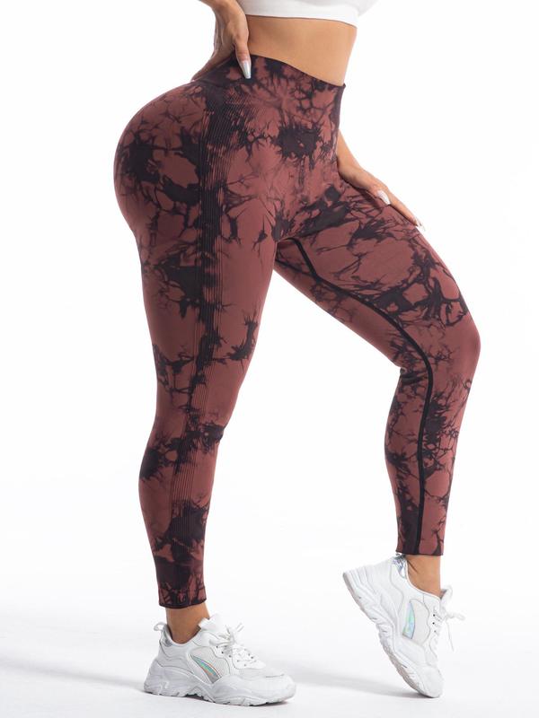 Plus Size Tie Dye Print Sports Leggings, Scrunch Butt High Waist Skinny Pants for Yoga Gym Workout, Women's Sport & Outdoor Clothing for All Seasons