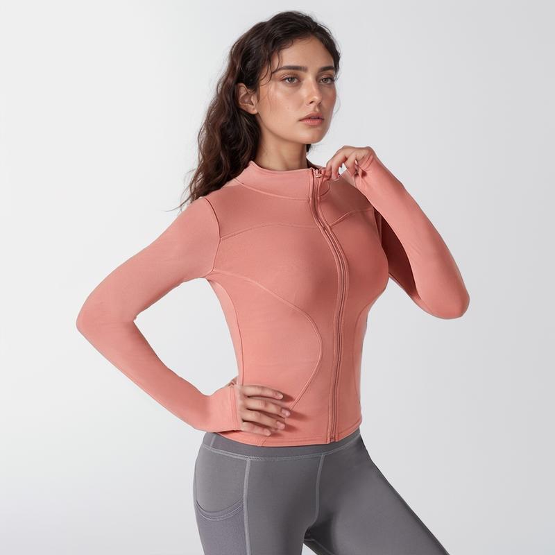 Women's Slim Yoga Clothes Women's Workout Jacket Lightweight Zip Up Yoga Jacket Cropped Athletic Slim Fit Tops Full Zip Running Track Jacket, Quick-drying and Breathable