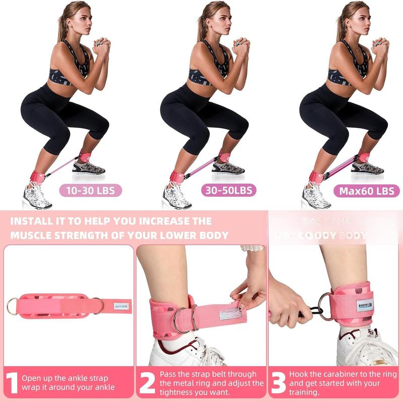 Ankle Resistance Bands with Cuffs, Ankle Bands for Working OutResistance Bands for    Workout Equipment for Kickbacks  Gluteus  Exercises