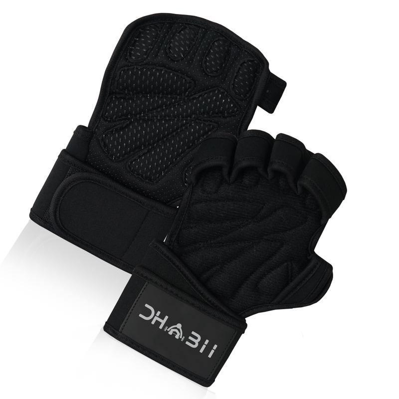 Dhabii Ventilated Workout Gloves with Built-in Wrist Wraps, silicon padding for extra grip used for Pull Ups, Cross training and other Fitness workout