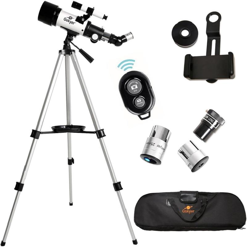 Gskyer Telescope, 70mm Aperture 400mm AZ Mount Astronomical Refracting Telescope for Kids Beginners - Travel Telescope with Carry Bag, Phone Adapter and Wireless Remote.