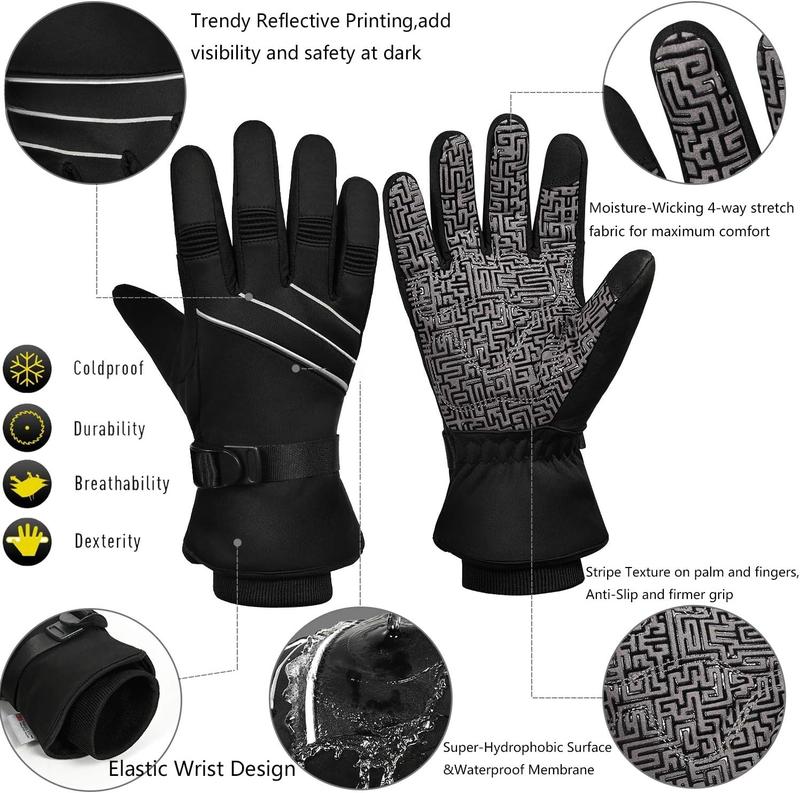 Waterproof & Windproof -30F Winter Gloves for Men Women, 3M Thinsulate Thermal Gloves Touch Screen Warm Gloves for Skiing,Cycling,Motorcycle,Running