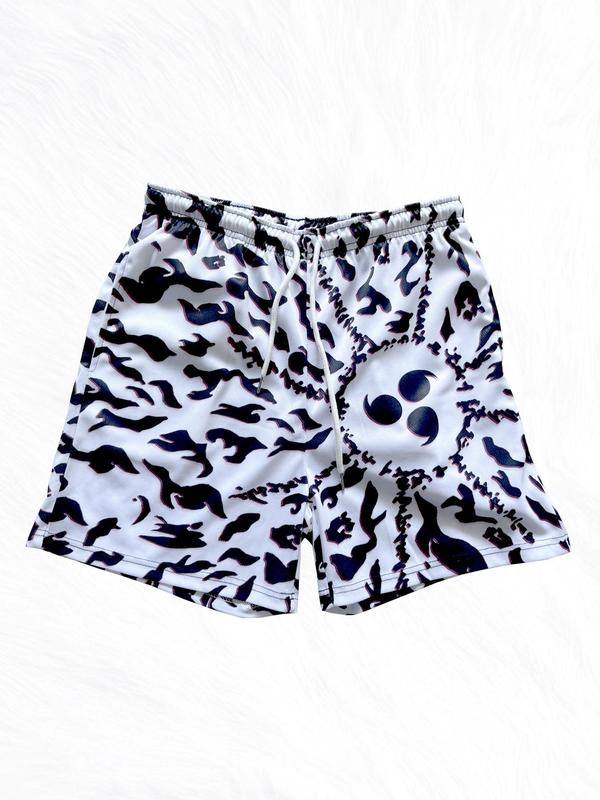 Sporty Men's All Over Print Drawstring Waist Sports Shorts, Gym Shorts Athletic Shorts, Regular Fit Casual Elastic Waist Track Shorts for Summer, Gym Shorts, Men's Gym Clothes Sportswear for Running Basketball