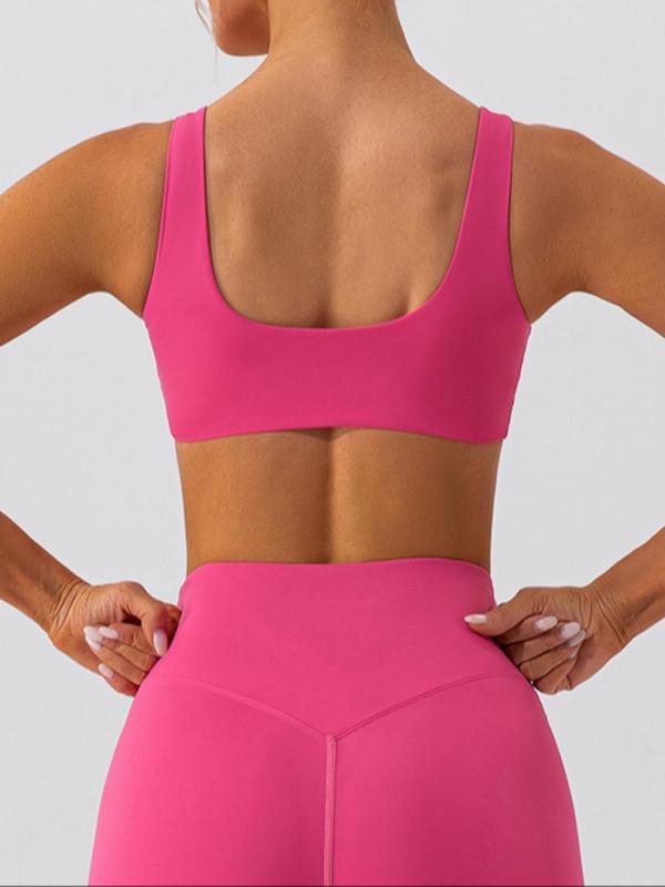 Women's Solid Color Backless Sports Bra, Breathable Comfortable Wireless Sports Bra, Ladies Sportswear for Indoor Outdoor Wear