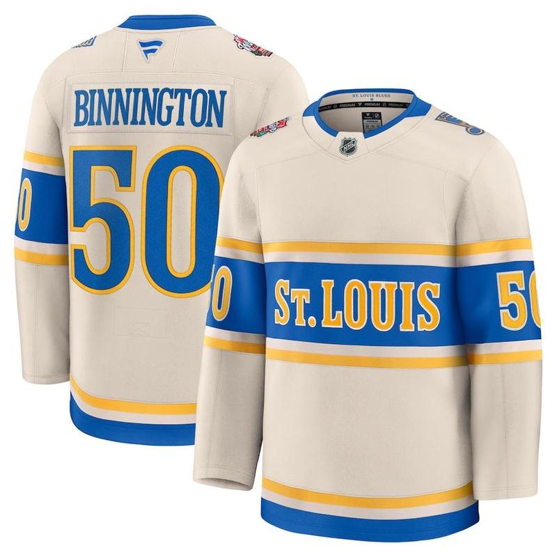 Cream St. Louis-Blues, Jordan Binnington, Winter Classic Premium Player Jersey, Hockey Jersey For Men and Women, Retro Hockey Team Jersey Shirt, Hockey Jersey Gift For Sport Lovers, Sportwear Clothings