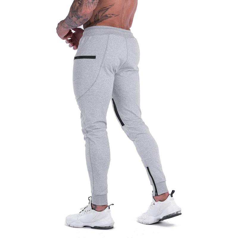 Mens Joggers Sweatpants Slim Fit Workout Training Thigh Mesh Gym Pants with Zipper Pockets