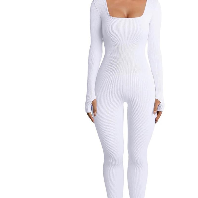 Women control yoga jumpsuit workout Ribbed Long Sleeve Sport Jumpsuit