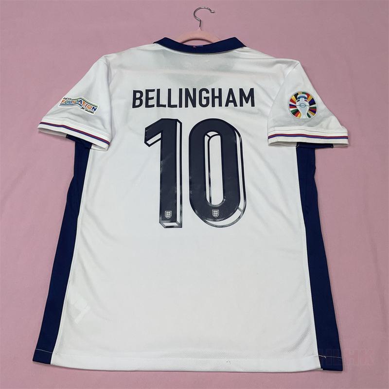 UEFA EURO 2024 England Football Team Shirt 10 Bellingham Home Soccer Short Sleeve Jersey Fans Version