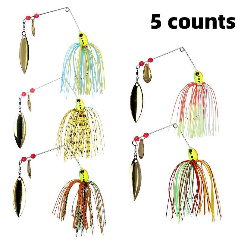 Spinner Fishing Lure, 5 Counts set Noisy Freshwater Lure for Catfish and Black Bass Fishing, Spinner Swim Jig Fishing Lure, Outdoor Fishing Accessories