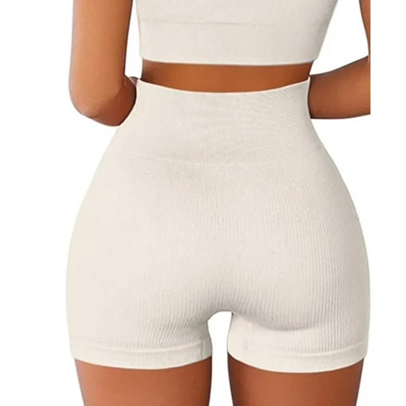 Women Yoga Shorts Ribbed Seamless Workout High Waist Shorts Gym Leggings