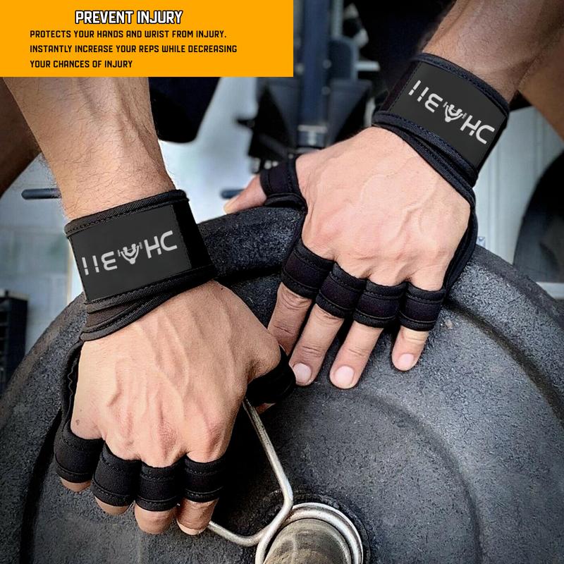 Dhabii Ventilated Workout Gloves with Built-in Wrist Wraps, silicon padding for extra grip used for Pull Ups, Cross training and other Fitness workout