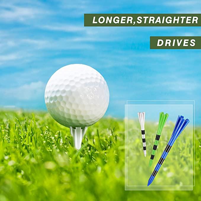 CHAMPKEY Premium 5 Prongs Golf Plastic Tees (75 Pack) | Reduce Friction & Side Spin Golf Tees