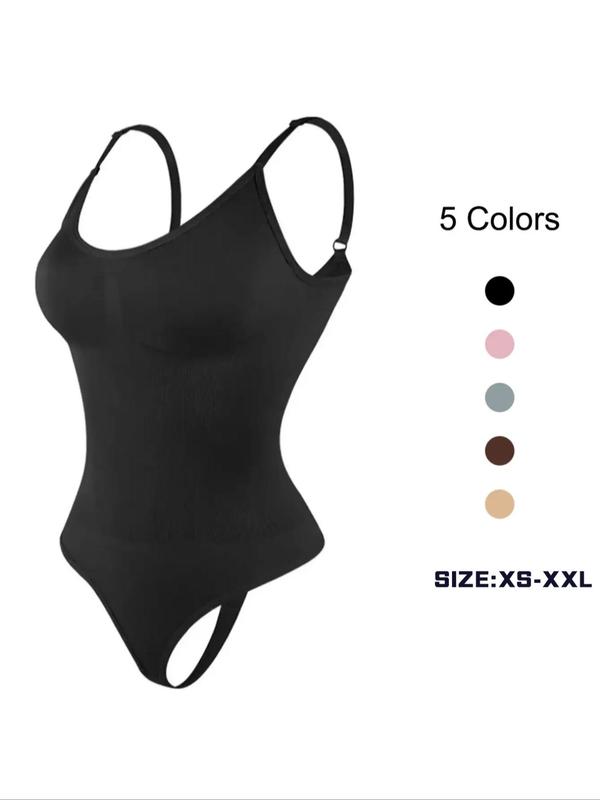 Women's Solid Adjustable Strap Sports Bodysuit, Ladies Scoop Neck Sleeveless Sportswear for Indoor Outdoor Wear, Minimalistic Outfit