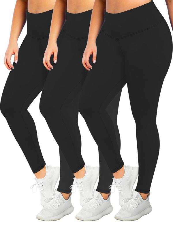  Solid High Waist Leggings, Casual Comfy High Stretch Seamless Skinny Yoga Pants, Summer Clothes Women, Scrunch Leggings, Lady Bottoms for All Seasons