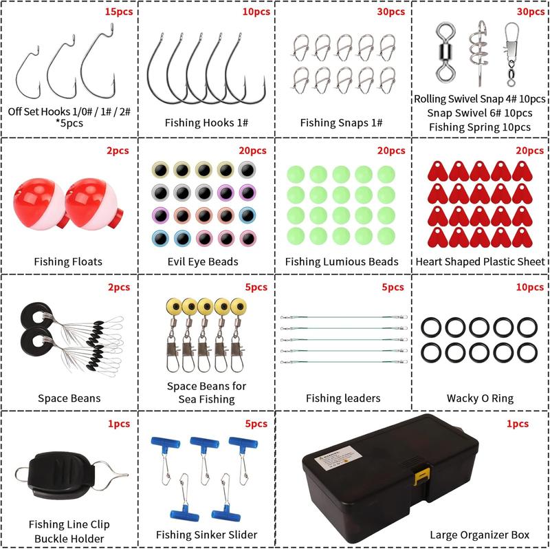 TRUSCEND Widely Used Fishing Bait Rigs Worth Every Penny, 340pcs set Selected Fishing Lures&Tackle Kit for Starter Freshwater Fishing, Economic Giftable Premium Fishing Gear Set Available, Xmas Gift for Adult Men Teen Boys,contains a random blind-box