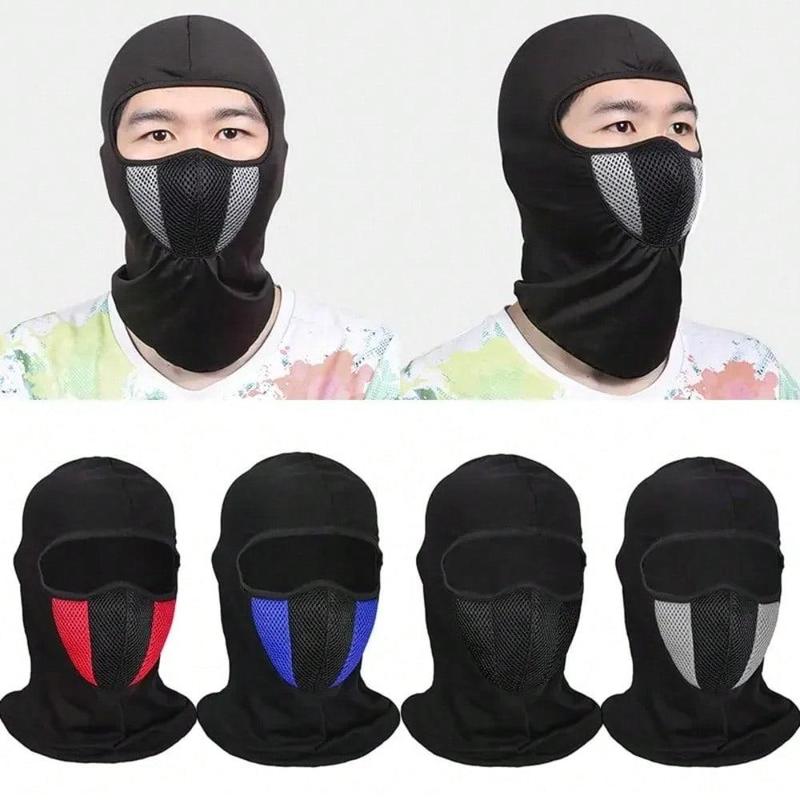 Full Face Mask, Breathable Sun Protective Face Mask, Patchwork Design Full Face Neck Mask, Breathable Outdoor Riding Ice Silk Mask