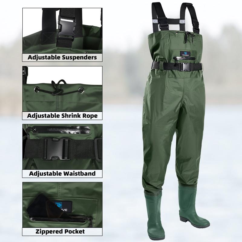 TruDave Chest Waders for Men with Boots, Fishing Waders for Women, Waterproof 2-Ply Nylon PVC Bootfoot Wader