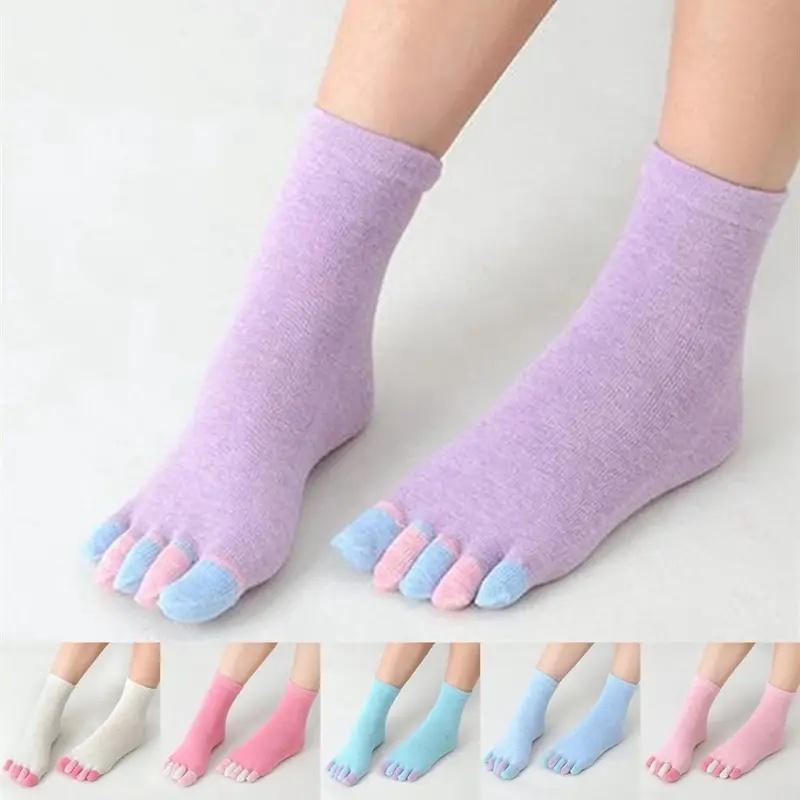 6 Pairs Women's Toe Socks Cotton Crew Sock Five Finger Socks For Running Athletic Five Toe Socks Running Ankle Toe Socks Women Socks Cotton Sock