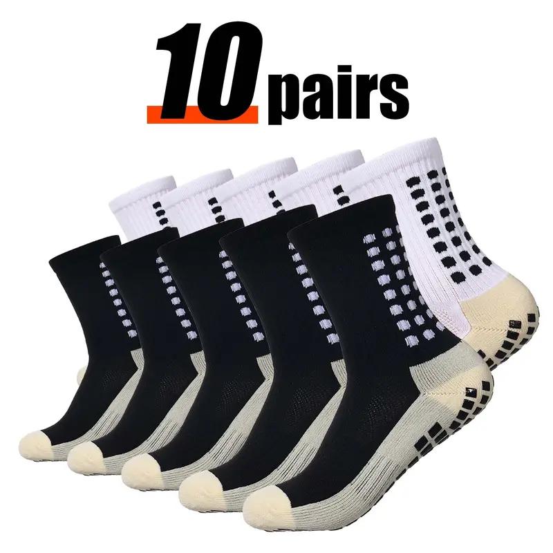 3 6 10 Pairs Mens Elite Football Soccer Socks, Breathable Cushioned With Non-Slip Silicone Grips, Mid-Calf Professional Training,Football Matches, Fitness Workouts