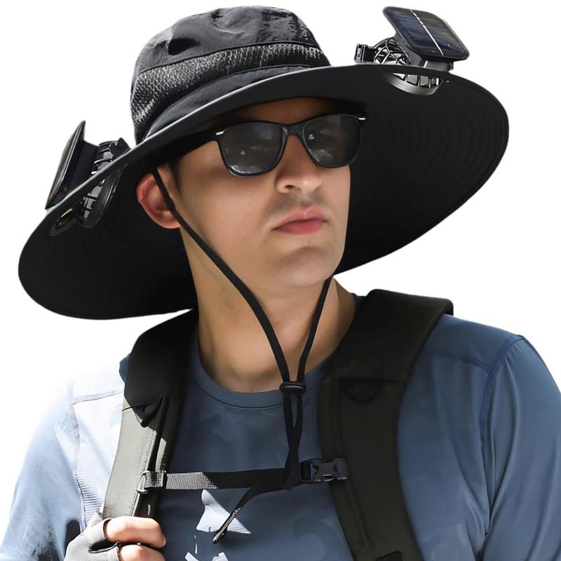 {Clearence Event} Solar Fan Hats for Men Women, Hat with Fan, Wide Brim Solar Fan Outdoor Fishing Hat-Solar USB Charging