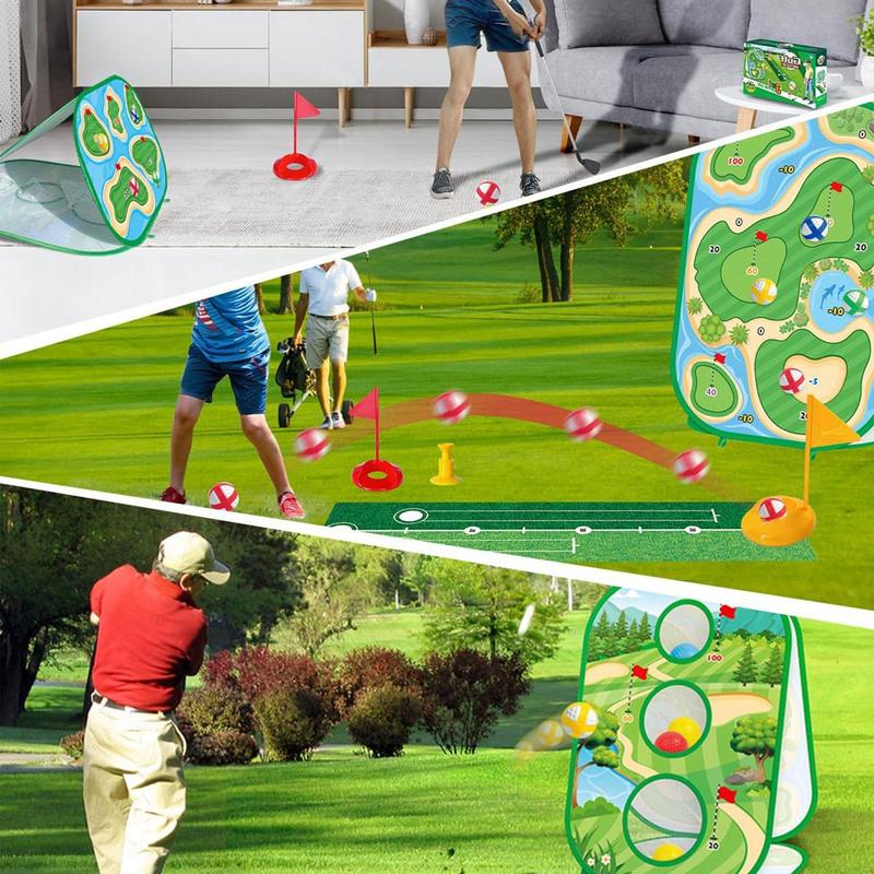 4 in 1 Sticky Golf Set (1 Set), Golf Putting Practice Mat, Indoor outdoor Golf Practice Set, Party Favor for Family Party