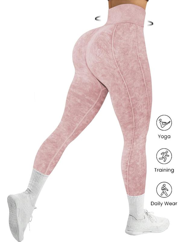 Women's Washed High Waist Sports Leggings, High Stretch Breathable Yoga Leggings,  Gymreapers, Ladies Sportswear for Gym Workout Running