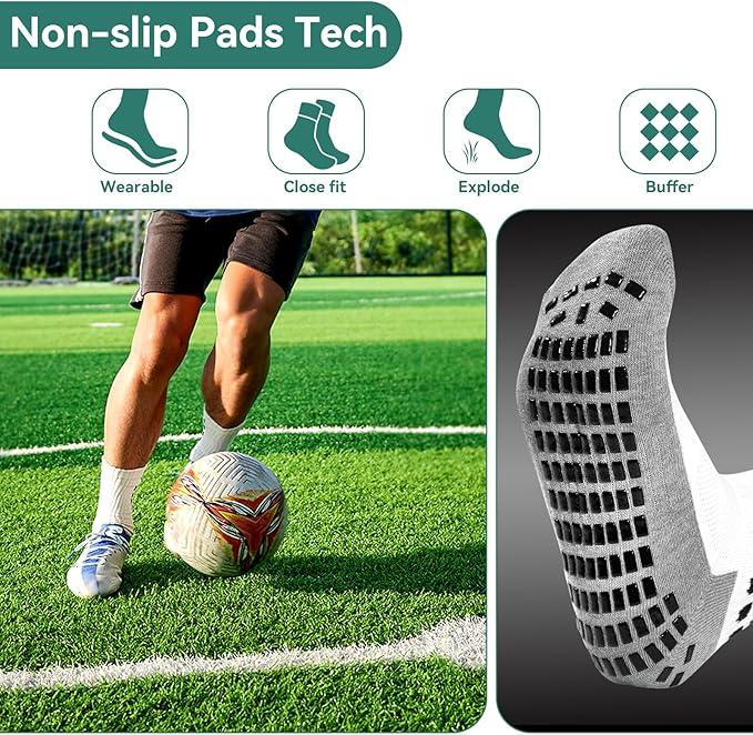 3 6 10 Pairs Mens Elite Football Soccer Socks, Breathable Cushioned With Non-Slip Silicone Grips, Mid-Calf Professional Training,Football Matches, Fitness Workouts