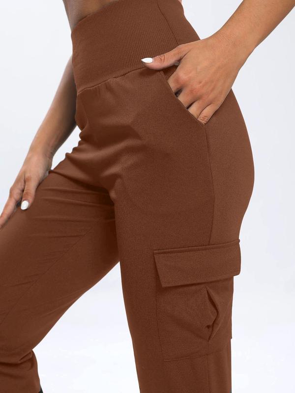 Women's High Waist Flap Pocket Sports Pants, Casual Elastic Waist Jogger Pants for Workout Gym, Ladies Fall Sportswear, Please Purchase One Size Smaller, Gym Clothes, Fall Outfits 2024, Sweatpants for Women, Essential Sweatpants, Pants for Women