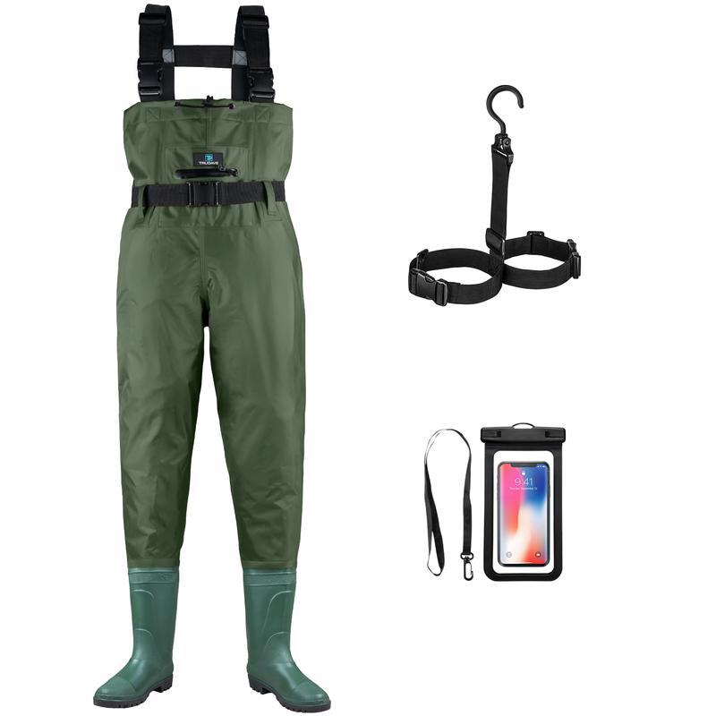 TruDave Chest Waders for Men with Boots, Fishing Waders for Women, Waterproof 2-Ply Nylon PVC Bootfoot Wader