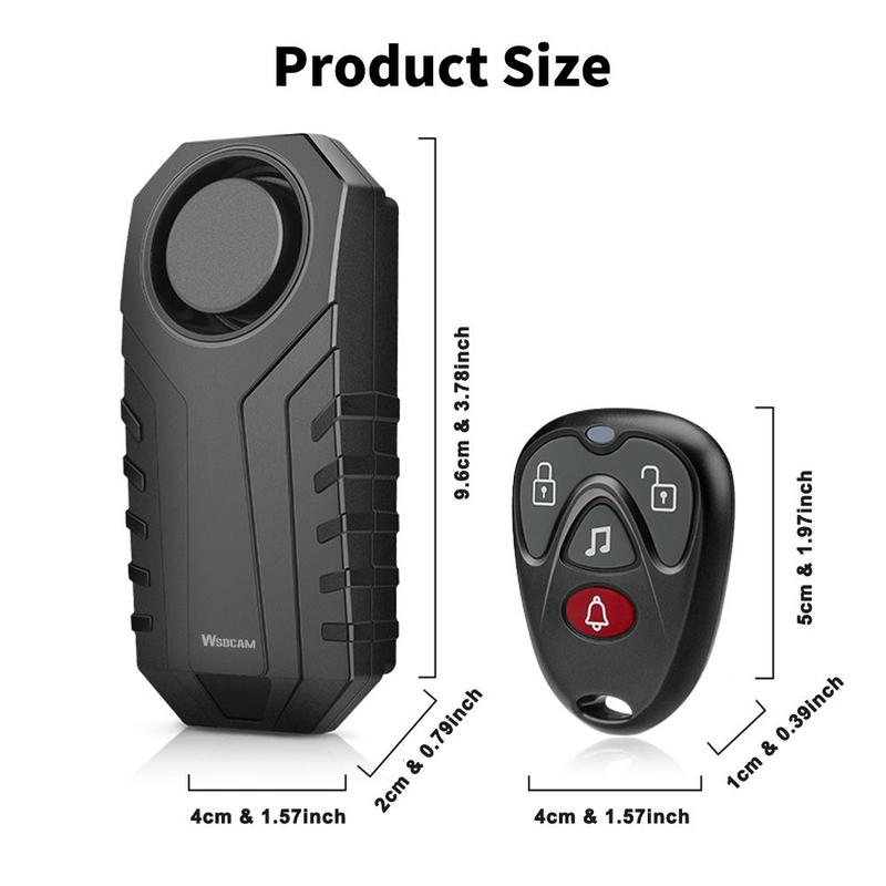 Waterproof Bike Alarm with Remote Wireless, 110dB Anti Theft Motorcycle Scooter Bicycle Security Alarm, Bicycle Protection Alarm System