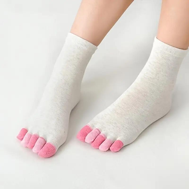 6 Pairs Women's Toe Socks Cotton Crew Sock Five Finger Socks For Running Athletic Five Toe Socks Running Ankle Toe Socks Women Socks Cotton Sock