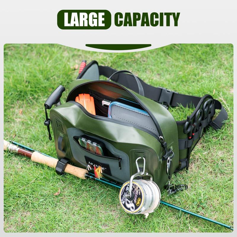 Waterproof Fishing Waist Pack, 840D TPU Fishing Tackle Bag, Fly Fishing Bag with Adjustable Strap, Sling Fishing Waist Bag, Fishing Gifts for Men