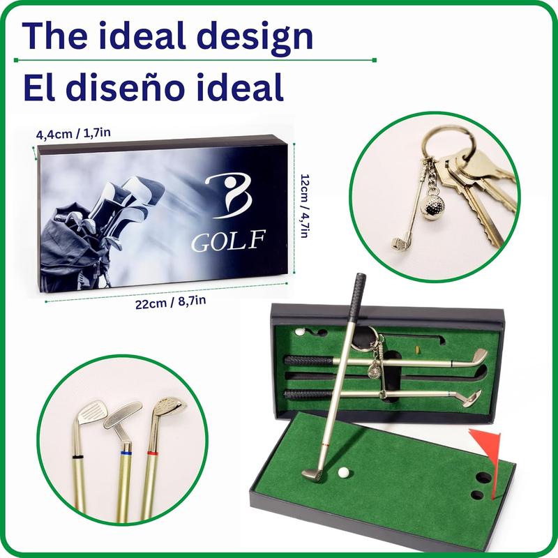 Mini Golf Set with Golf Keychain and Golf Pens is The Ideal Desk Golf Game. Bosses Day Gifts for Men Golf, Golf Stuff and Golf Accessories. One Option of Golf Gifts for Men and Women Golfers.