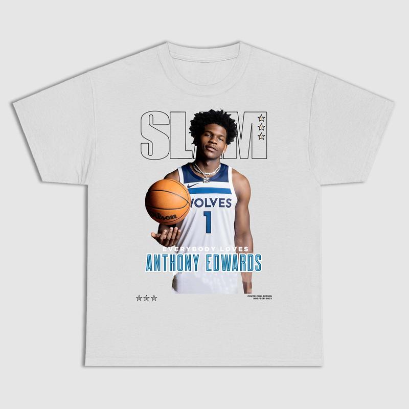 Vintage Sports Tee for Men featuring Anthony Edwards on GILDAN Classic Cotton Shirt