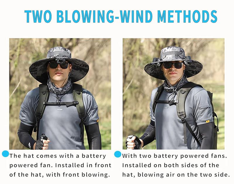 {Clearence Event} Solar Fan Hats for Men Women, Hat with Fan, Wide Brim Solar Fan Outdoor Fishing Hat-Solar USB Charging