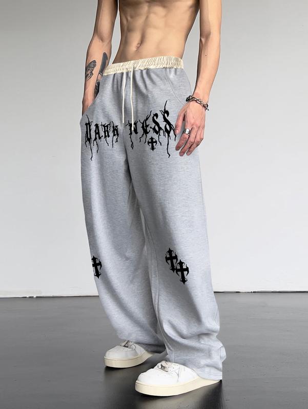 Graphic Print Jogger Pants Drawstring Sweatpants with Pocket