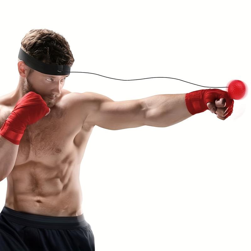 Boxing Reflex Training Balls With Adjustable Headband, And Red Soft Light Ball - Improve Speed And Hand-Eye Coordination For Men, Boxing Equipment