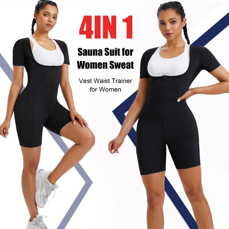 Women's Solid Zipper Front Sports Romper, Sporty Comfy Tummy Control Shaper, Ladies Sportswear for Indoor Outdoor Wear