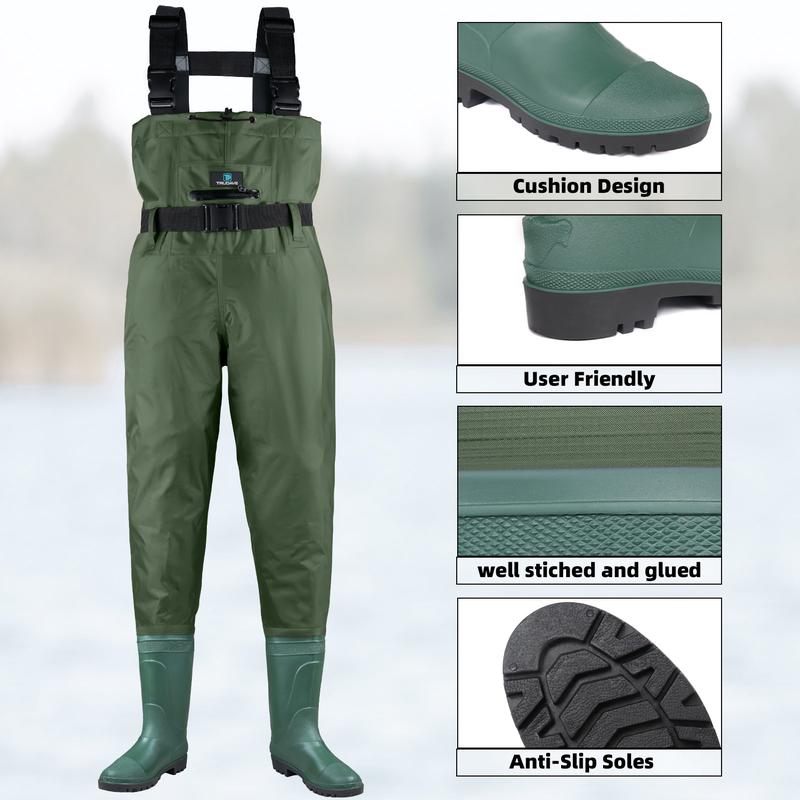 TruDave Chest Waders for Men with Boots, Fishing Waders for Women, Waterproof 2-Ply Nylon PVC Bootfoot Wader