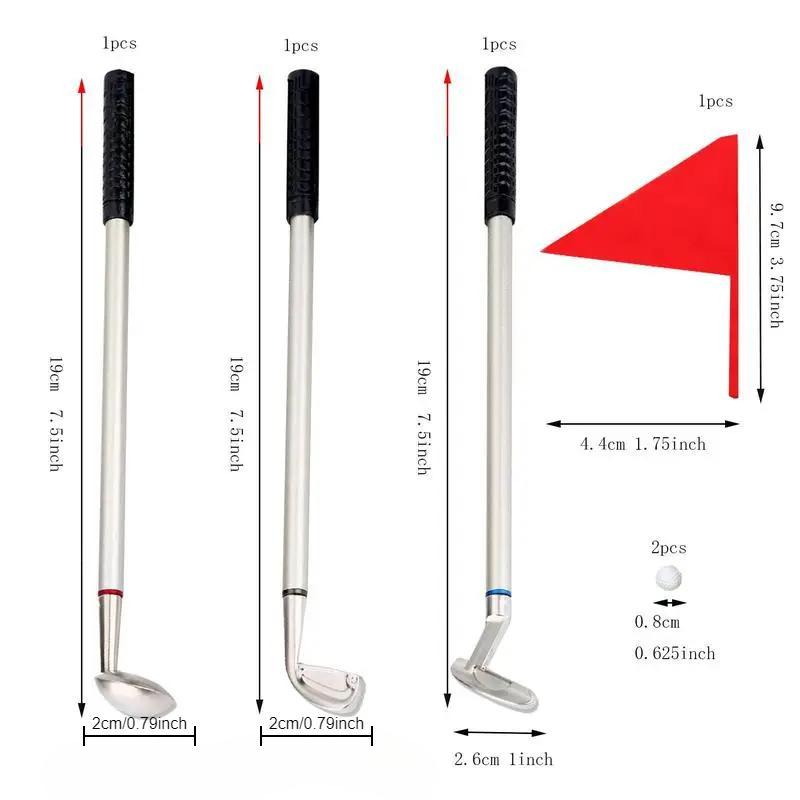 Mini Golf Pen Set, 1 Set Funny Golf Course Pen Kit, Including Golf Clubs Pen, Golf Balls and Golf Flag, Creative Desk Games Supplies