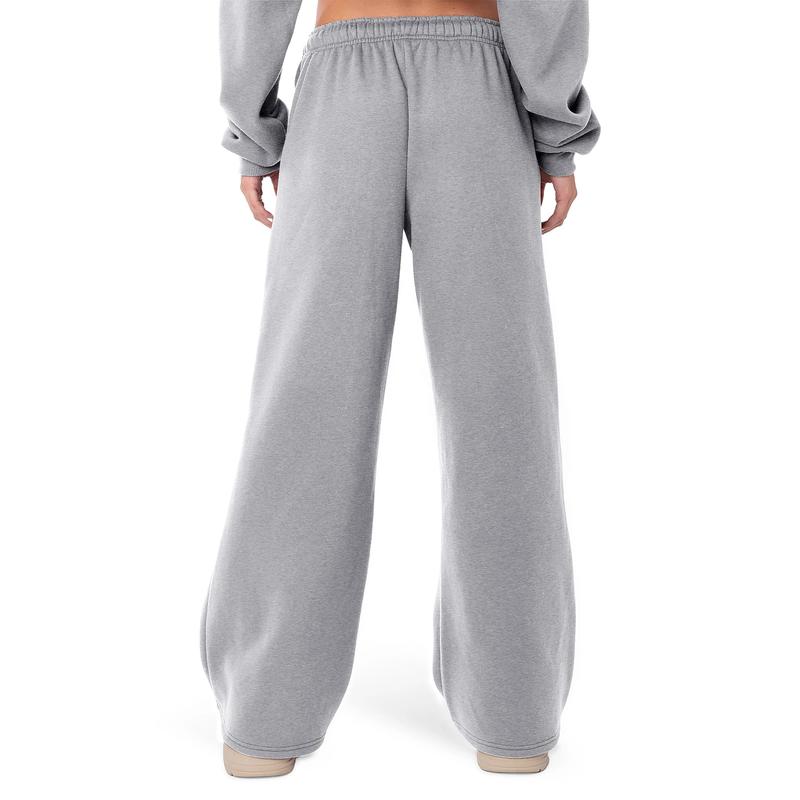 Women Y2K Drawstring Sweatpants Low Rise Wide Leg Ankle Slit Fold Over Pants Comfy Jogger Trousers with Pockets