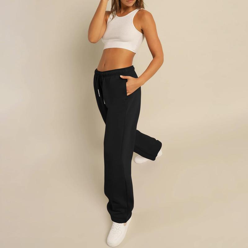 Women Y2K Drawstring Sweatpants Low Rise Wide Leg Ankle Slit Fold Over Pants Comfy Jogger Trousers with Pockets