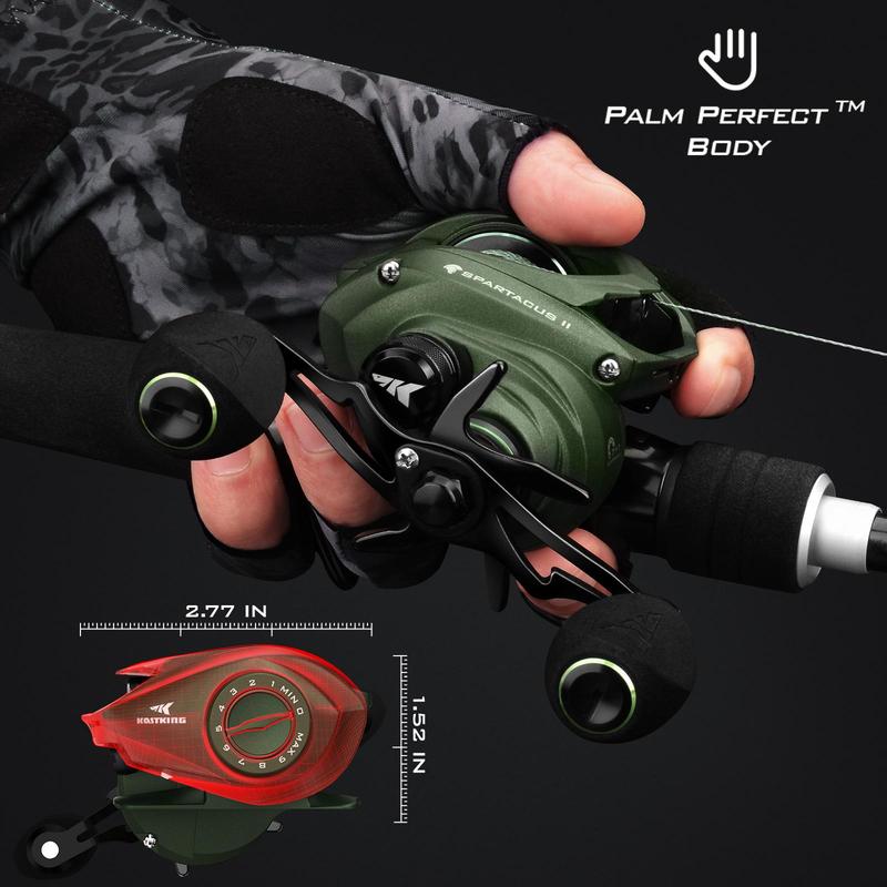 KastKing Spartacus II Baitcasting Fishing Reel, Spinning Fishing Reel，6oz Ultralight Baitcaster Reel,spinning Super Smooth with 17.6 LB Carbon Fiber Drag, 7.2:1 Gear Ratio, 39mm Palm Perfect Lower Profile Design