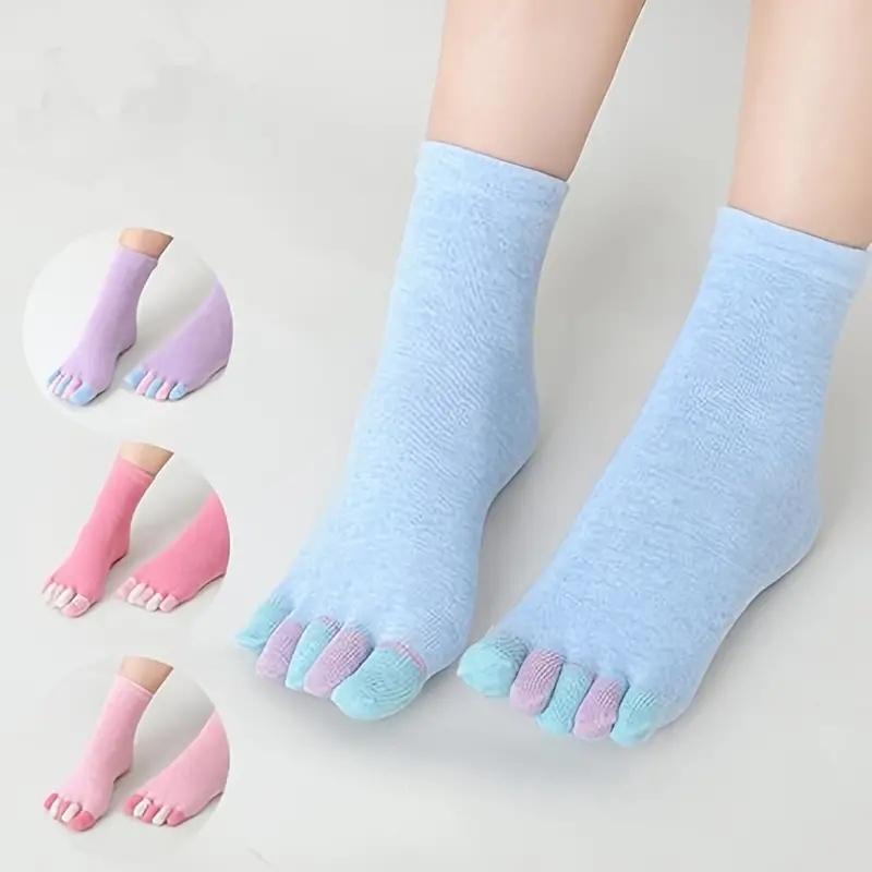 6 Pairs Women's Toe Socks Cotton Crew Sock Five Finger Socks For Running Athletic Five Toe Socks Running Ankle Toe Socks Women Socks Cotton Sock