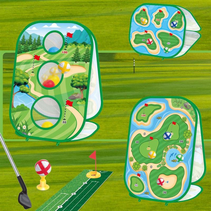 4 in 1 Sticky Golf Set (1 Set), Golf Putting Practice Mat, Indoor outdoor Golf Practice Set, Party Favor for Family Party