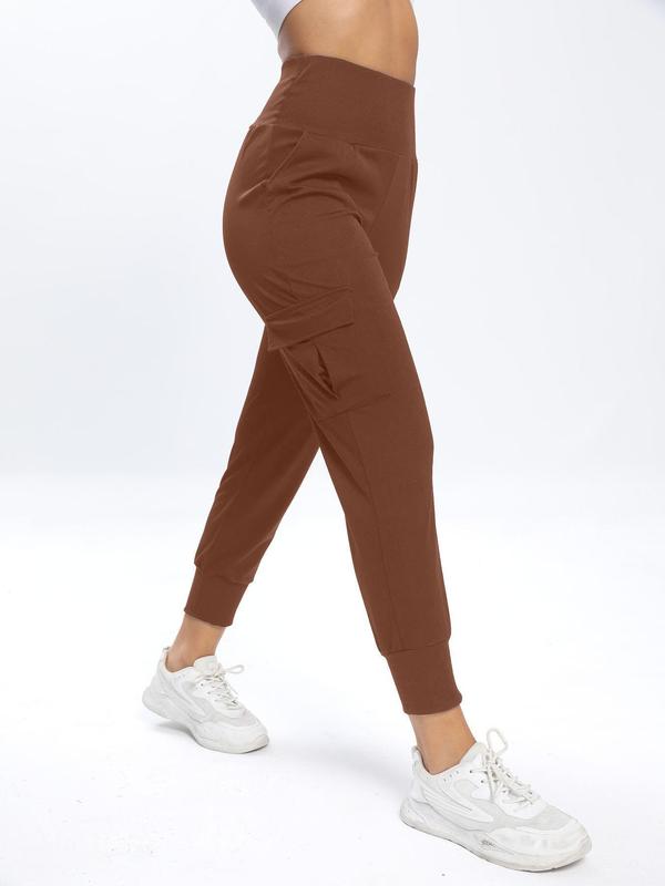 Women's High Waist Flap Pocket Sports Pants, Casual Elastic Waist Jogger Pants for Workout Gym, Ladies Fall Sportswear, Please Purchase One Size Smaller, Gym Clothes, Fall Outfits 2024, Sweatpants for Women, Essential Sweatpants, Pants for Women