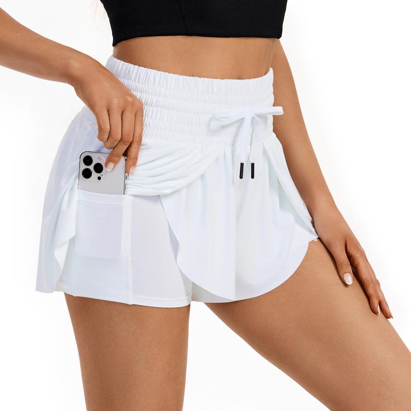 Women's Plain 2 IN 1 Drawstring Waist Shorts Gym Yoga Athletic Workout Running Sport Skorts Ladies Lounge Casual Summer Bottoms for Daily Wear Outdoor Outfits